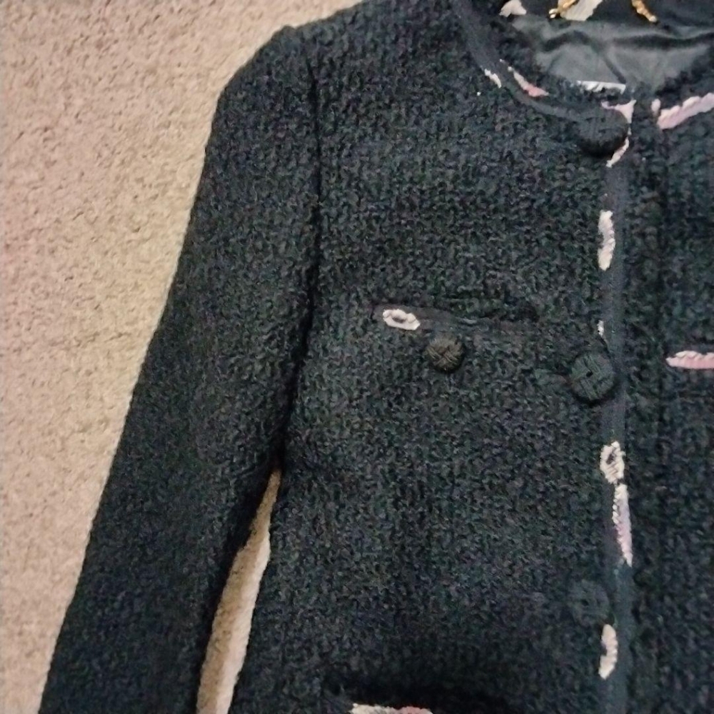 Moschino  Tweed Black Jacket 8 Chanel Style - Picture 2 of 8